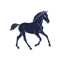 A silhouette of a running horse vector art