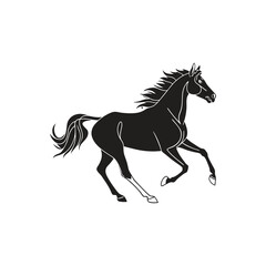 A silhouette of a running horse vector art