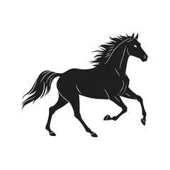 A silhouette of a running horse vector art