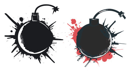 Bomb symbol graffiti-style stencil vector with spray paint effect, isolated on transparent background, urban street art, explosion icon, ink splatter, underground, grunge