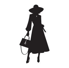 women with hand bag silhouette vector illustration