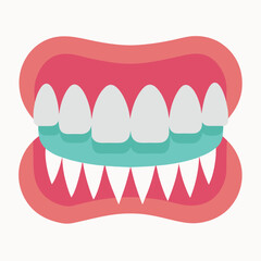 Artificial Teeth Vector Illustration Cartoon, Clipart & Line Art Design.eps