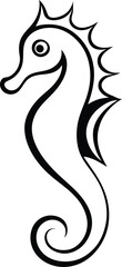 Seahorse with swirled tail silhouette illustration 