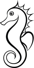 Seahorse with swirled tail silhouette illustration 