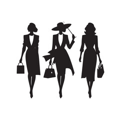 women with hand bag silhouette vector illustration