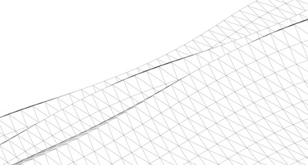 Abstract Geometric Architecture. Futuristic Minimalist Structures with Wireframe and Mesh © Svitlana