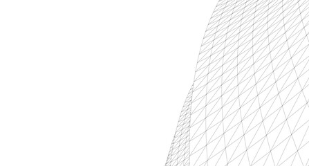 Abstract Geometric Architecture. Futuristic Minimalist Structures with Wireframe and Mesh © Svitlana