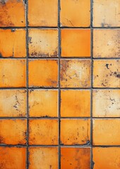 Naklejka premium Orange Hexagon Tile Wall Texture Background
