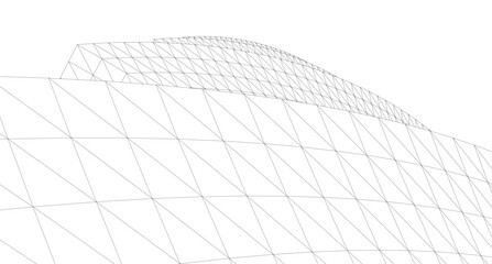 Abstract Geometric Architecture. Futuristic Minimalist Structures with Wireframe and Mesh © Svitlana
