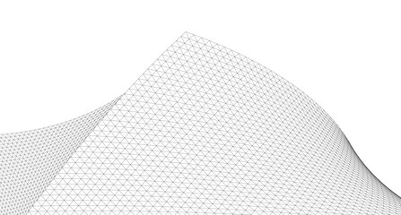 Abstract Geometric Architecture. Futuristic Minimalist Structures with Wireframe and Mesh © Svitlana