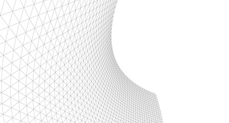 Abstract Geometric Architecture. Futuristic Minimalist Structures with Wireframe and Mesh © Svitlana