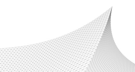 Abstract Geometric Architecture. Futuristic Minimalist Structures with Wireframe and Mesh © Svitlana
