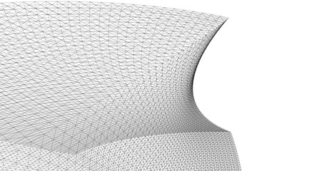 Abstract Geometric Architecture. Futuristic Minimalist Structures with Wireframe and Mesh © Svitlana