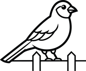 Sparrow sitting on a fence silhouette illustration