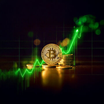 Moeda de Bitcoin. Bullmarket. Investimentos cripto em alta. 