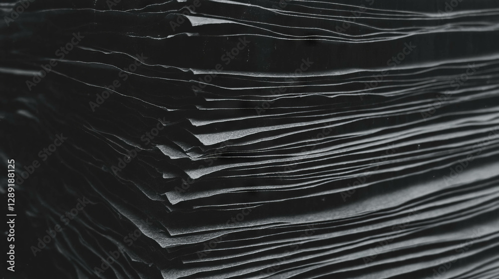 Poster Texture of densely packed vertical ribbed grey paper for design and background use