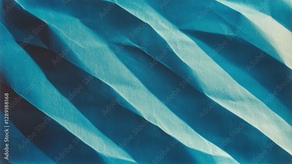Poster Abstract texture of diagonal ribbed blue paper with deep gradient for creative design