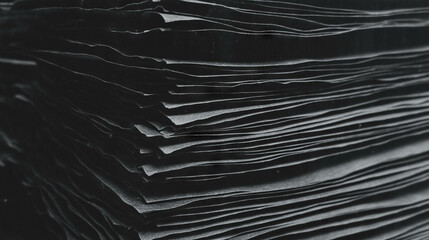 Texture of densely packed vertical ribbed grey paper for design and background use