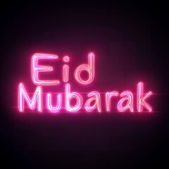 Obraz premium Glowing Neon Eid Mubarak Text Design Festive Holiday Greeting
