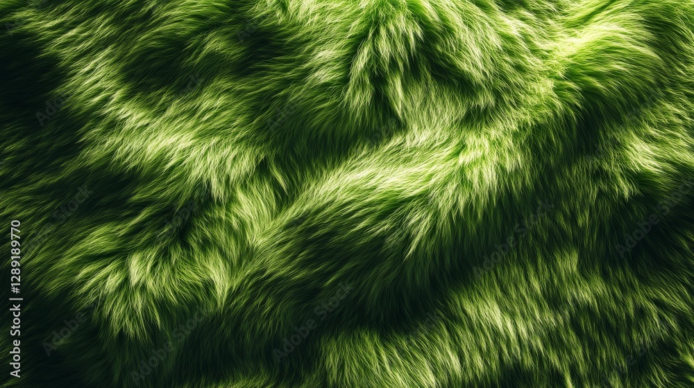 Aufkleber Soft green fur texture illuminated with light, creating a lush and plush feeling. Nature and comfort concept.