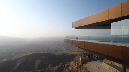 Modern Architectural Design on Cliff Overlooking Vast Landscape