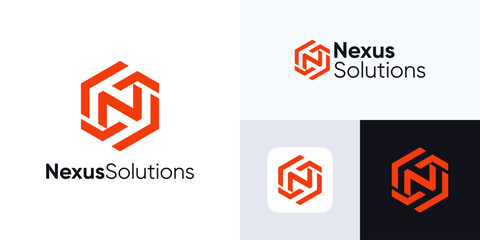 Letter N hexagon logo design, Creative simple modern icon N for identity sign symbol, Letter N polygonal vector logo design, Initial N hexagon with icon arrow for business identity logo and Logistics.
