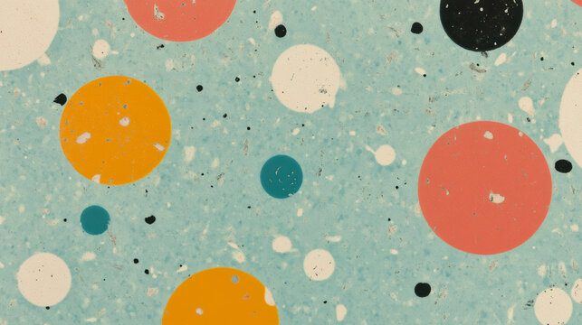 Vibrant formica speckled pattern with colorful circles for interior design