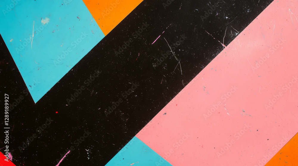 Poster bold geometric pattern with bright colors and textured formica design