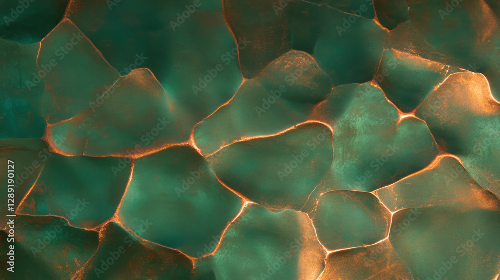 Poster Abstract hammered bronze texture with irregular dents for artistic background design