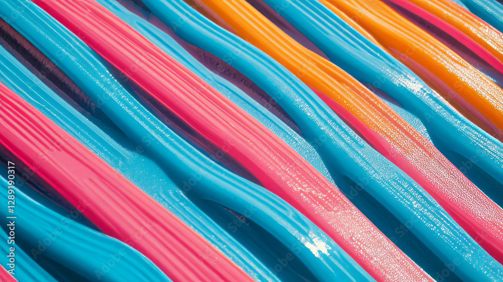 Poster colorful interlocking ribbed plastic texture for abstract design concepts