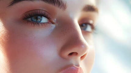 Fototapeta premium High-resolution skincare advertisement featuring luminous model studio setting close-up shot beauty concept