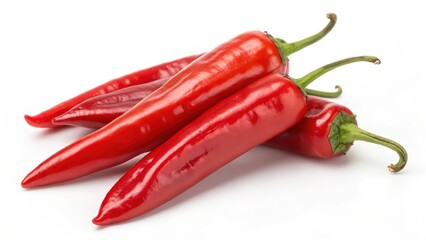 Red Chili Peppers on White Background