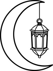 Line art of lantern hanging vector illustration