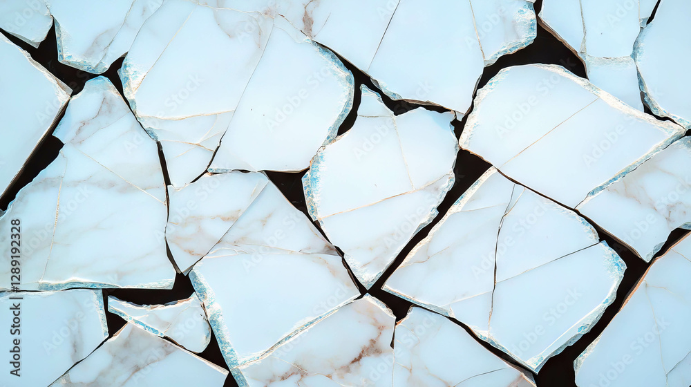 Poster Macro view of broken ceramic tile texture for creative design projects