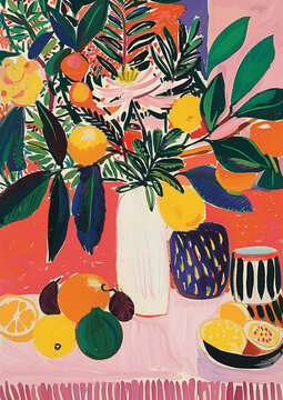 Flowers still life art painting illustration	