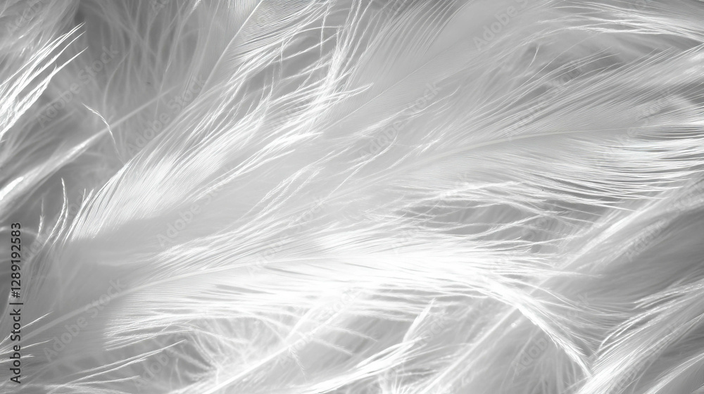Poster macro view of feather texture with delicate barbs for natural design