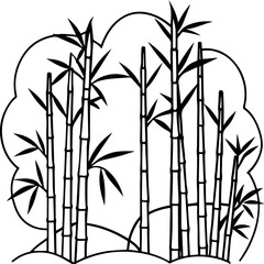 Bamboo Grove outline Vector Illustration, Line Art