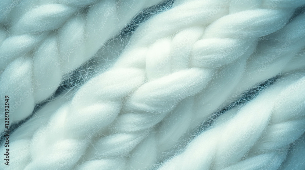 Poster detailed macro view of white knitted fabric texture for design and fashion