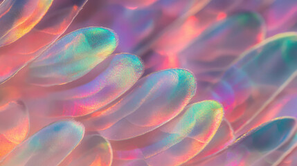 Obraz premium Vibrant macro view of butterfly wing scales showcasing iridescent colors