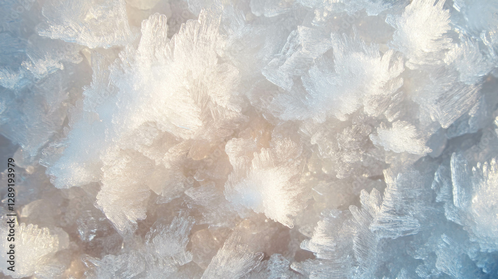 Poster frost crystals macro texture on windowpane for winter design and decoration