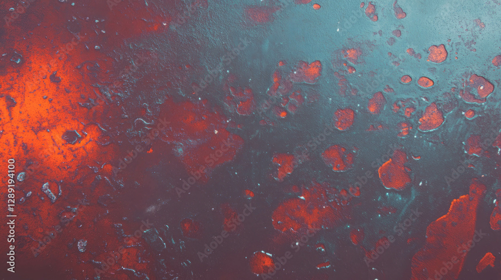 Poster Vibrant macro frost patterns on metallic surface for artistic background design