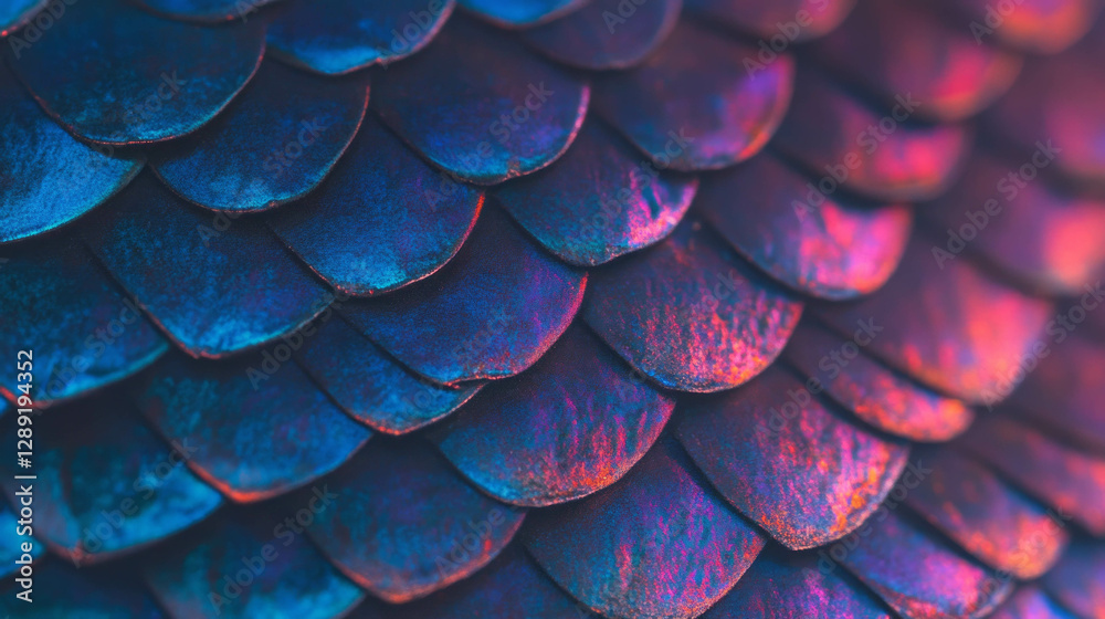Poster Vibrant macro view of reptile skin texture with iridescent scales for design inspiration