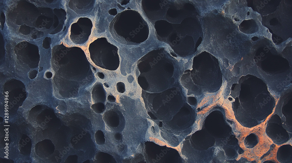 Aufkleber Volcanic rock macro texture with unique porous patterns for design