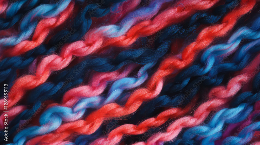 Poster vibrant macro view of multicolored woven fabric texture