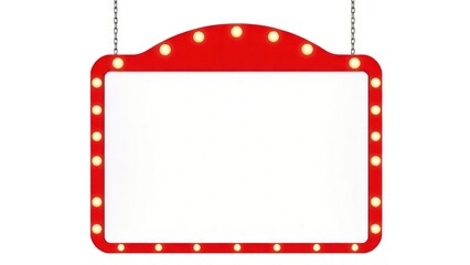 Retro marquee sign with lights, featuring a large blank space for custom messages, framed by a red and gold border. Perfect Any Project.