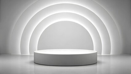 3D Rendered Product Showcase Podium. 3D Visualization with Soft Lighting.