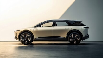 A car showroom showcasing eco-friendly family SUVs. Featuring roomy interiors and clean power