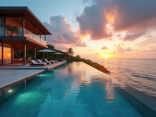 Seaside Villa with Dug-Out Pool, Stunning Sunset Views, and Exotic Tropical Resort for Ultimate Relaxation