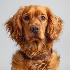 Close-up of a calm, golden English Setter with wet nose and floppy ears The image focuses on the dogs breed characteristics and expression - AI-Generated