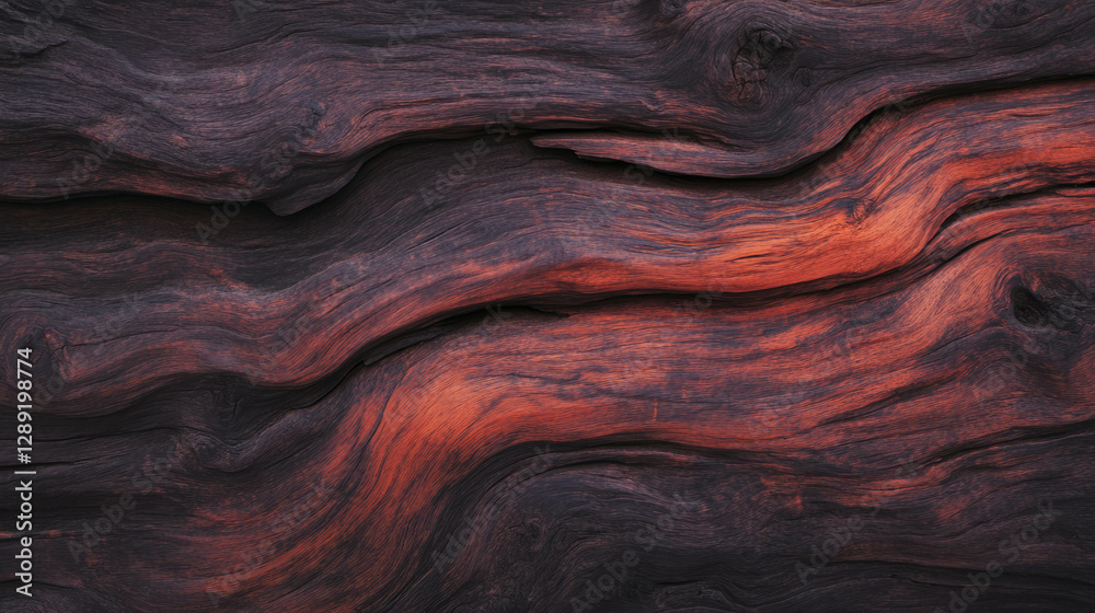 Poster dark reddish brown mango wood texture with natural grain patterns for design and decoration